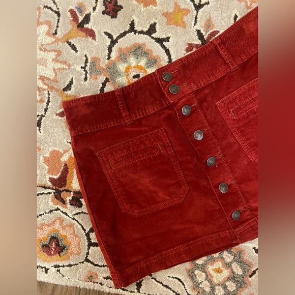 Free People Micro Mini Corduroy Skirt | Red | Size 26 - Picture 4 of 6